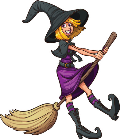 Cute cartoon witch  clip art illustration with simple gradients  のイラスト素材