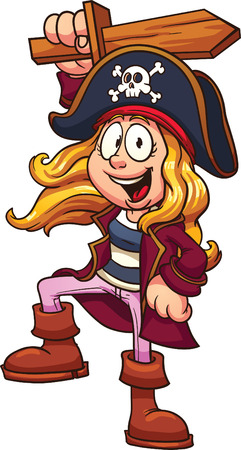 Pirate girl clip art illustration with simple gradients  All in a single layer  のイラスト素材