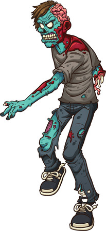 Cartoon walking zombie  Vector clip art illustration with simple gradients  All in a single layer のイラスト素材