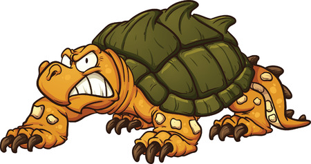Angry snapping turtle. Vector clip art illustration with simple gradients. All in a single layer.のイラスト素材