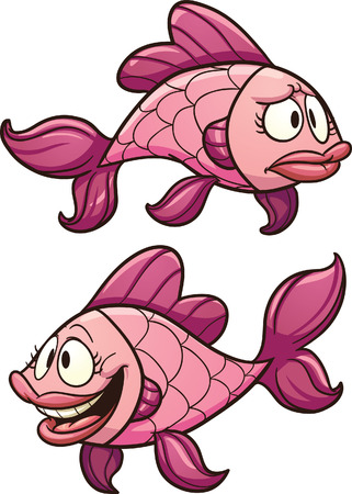 Cartoon pink fish. Vector clip art illustration with simple gradients. Each on a separate layer.のイラスト素材