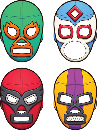 Mexican wrestling masks. Vector clip art illustration with simple gradients. All in a single layer.のイラスト素材