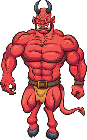 Strong cartoon demon. clip art illustration with simple gradients. All in a single layer.のイラスト素材