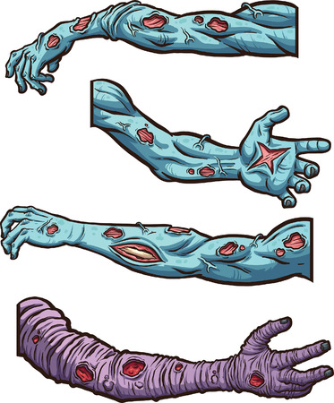 Cartoon zombie arms. Vector clip art illustration with simple gradients. Each on a separate layer.のイラスト素材
