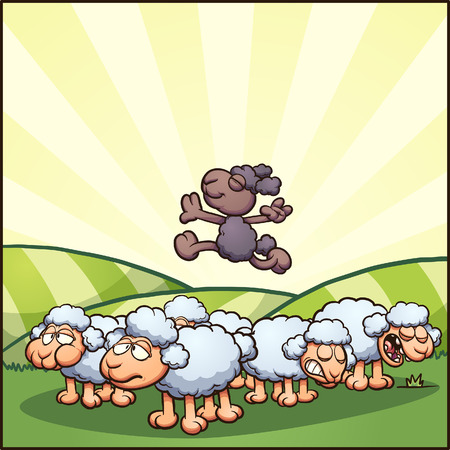 Happy cartoon black sheep.のイラスト素材