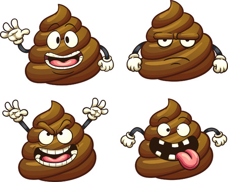 Cartoon poop character with different emotions.のイラスト素材