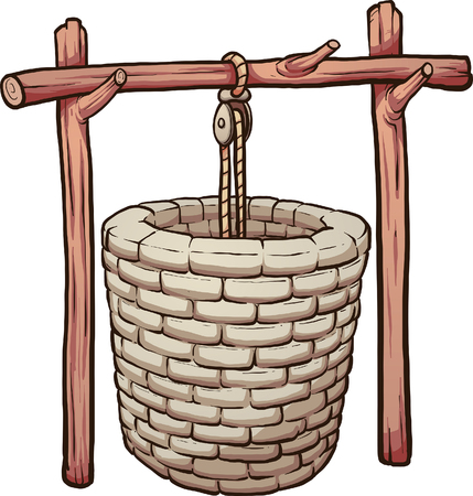 Rustic mud brick well. Vector clip art illustration with simple gradients. Some elements on separate layers.のイラスト素材