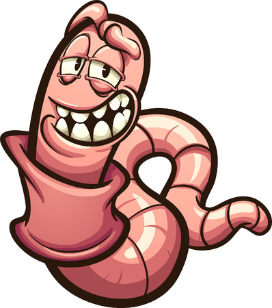 Happy cartoon earthworm. Vector clip art illustration with simple gradients. All in a single layer. 
のイラスト素材