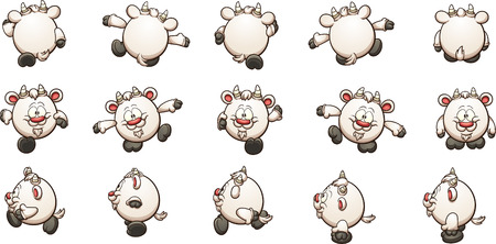 Cartoon goat icons in Front, back and side walk cycle. Vector clip art illustration with simple gradients.のイラスト素材