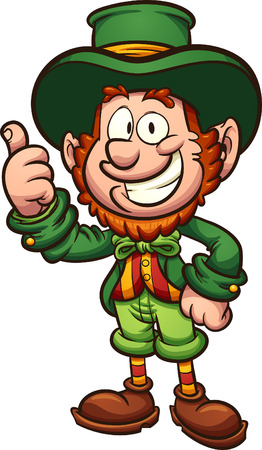 Happy cartoon leprechaun with thumbs up. Vector clip art illustration with simple gradients. All in a single layer.のイラスト素材
