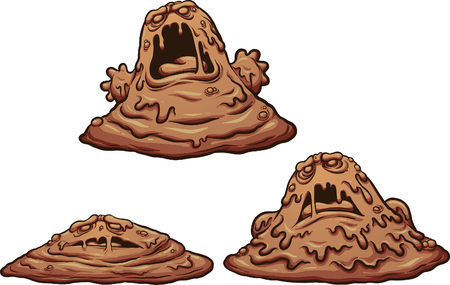 Cartoon mud monster growing up. Vector clip art illustration with simple gradients. Each on a separate layer.のイラスト素材