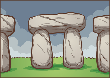 Stonehenge cartoon background. Vector clip art illustration with simple gradients. Some elements on separate layers.のイラスト素材
