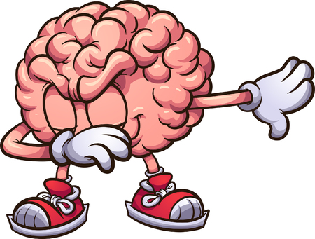 Dabbing cartoon brain. Vector clip art illustration with simple gradients. All in a single layer.のイラスト素材