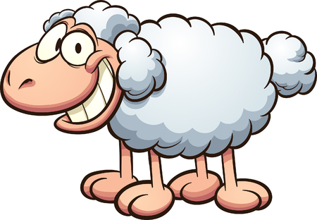 Happy cartoon sheep. Vector clip art illustration with simple gradients. All in a single layer.のイラスト素材