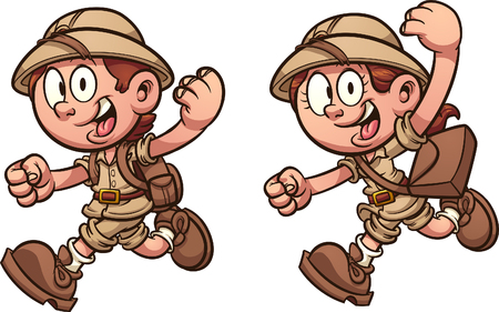 Cartoon kids running with safari costumes. Vector clip art illustration with simple gradients. Each on a separate layer.
のイラスト素材
