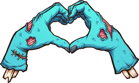 Valentine zombie hands forming a heart shape. Vector clip art illustration with simple gradients. All in single layer.のイラスト素材