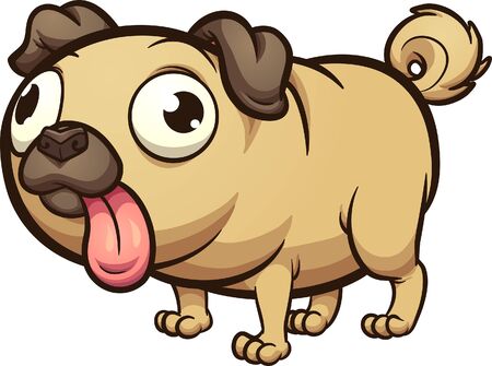Fat cartoon pug with tongue out clip art. Vector illustration with simple gradients. All in a single layer.のイラスト素材