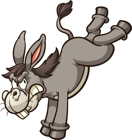 Angry cartoon donkey throwing a back kick  clip art. Vector illustration with simple gradients. All in a single layer. 
のイラスト素材