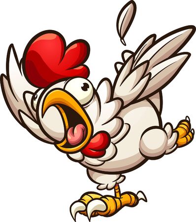 Scared chicken running and screaming clip art. Vector cartoon illustration with simple gradients. All on a single layer. 
のイラスト素材
