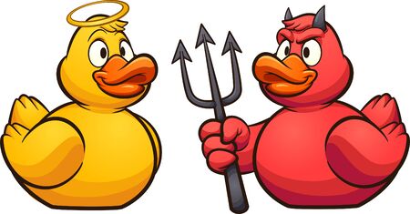 Cartoon angel and devil rubber ducks. Vector clip art illustration with simple gradients. All in a single layer.
のイラスト素材