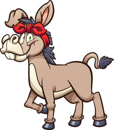 Cartoon female donkey with red bandanna. Vector clip art illustration with simple gradients. All on a single layer.のイラスト素材