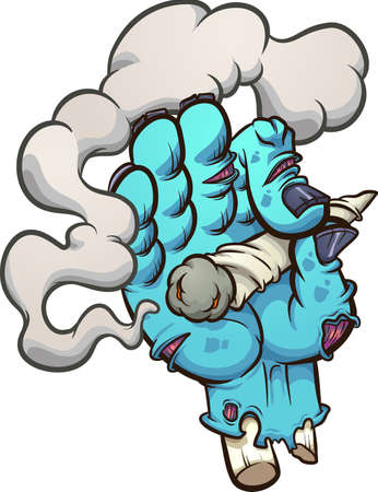 Zombie hand holding a weed joint. Vector clip art illustration with simple gradients. All on a single layer.のイラスト素材