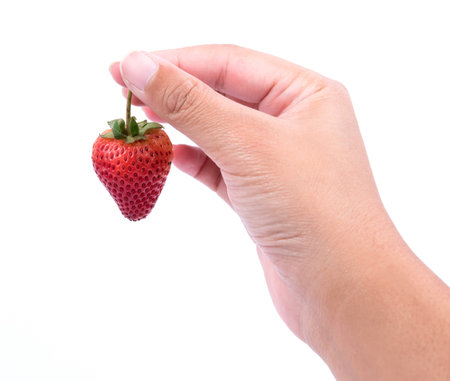 Red  strawberry isolated on white backgroundの写真素材