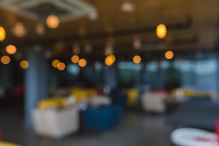 abstract blur in dining room for backgroundの写真素材