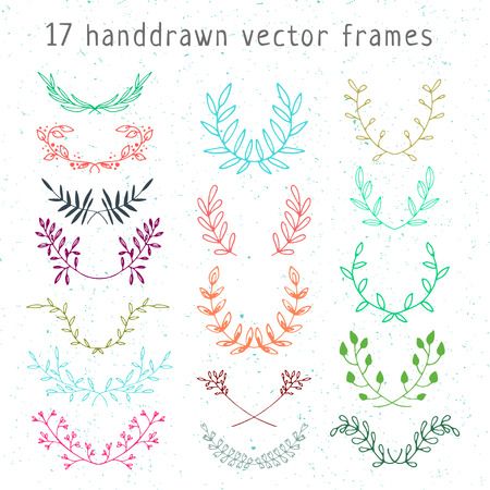 Hand drawn unique doodle floral vector vintage  frameのイラスト素材