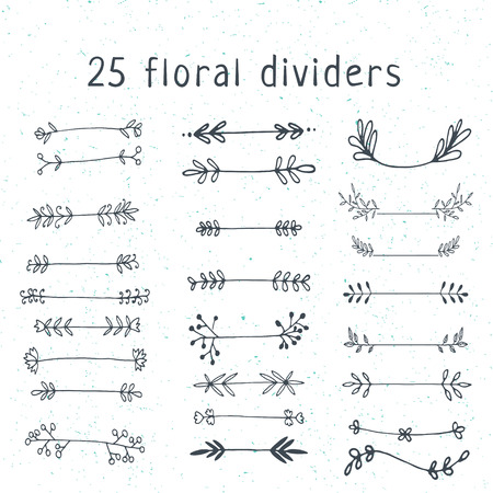 Hand drawn unique doodle floral vector vintage dividersのイラスト素材