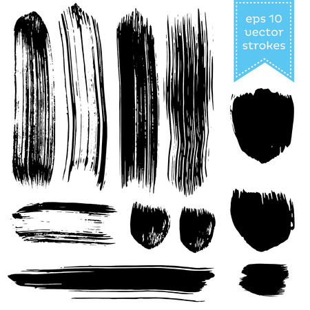 Set of handdrawn vector  ink blobs strokesのイラスト素材