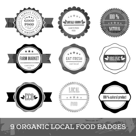 Organic fresh local food hipster simple circle badge flat designのイラスト素材