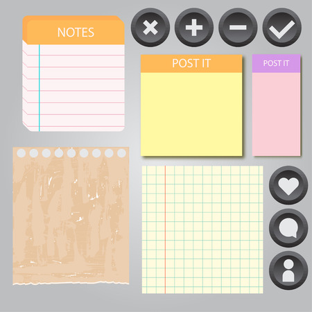 Set of mock up blank paper sheets. To do lists, sticky notesのイラスト素材