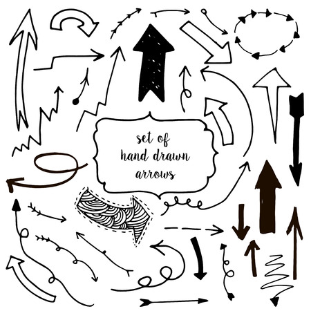 Perfect vintage hand drawn arrows made in vector. Beautiful fully editable business design element.のイラスト素材