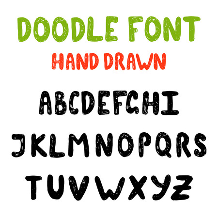 Hand draw doodle abc, alphabet grunge scratch type font vector illustration.のイラスト素材
