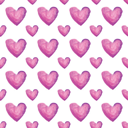 Stylish pattern with watercolor hearts. Vector illustration