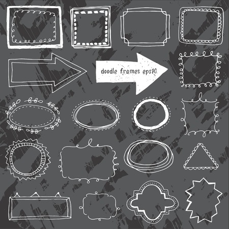 Hand drawn doodle frames. Cartoon style. Speach boblesのイラスト素材