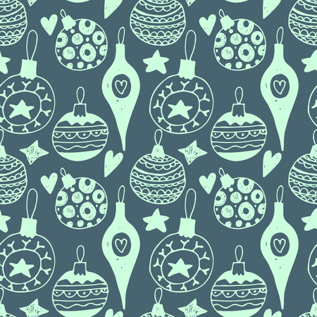 Hand draw doodle seamless pattern. Unique vector new year pattern for your scrapbooking projects.  Pattern for fabric, wallpaper, gift wrapping.のイラスト素材