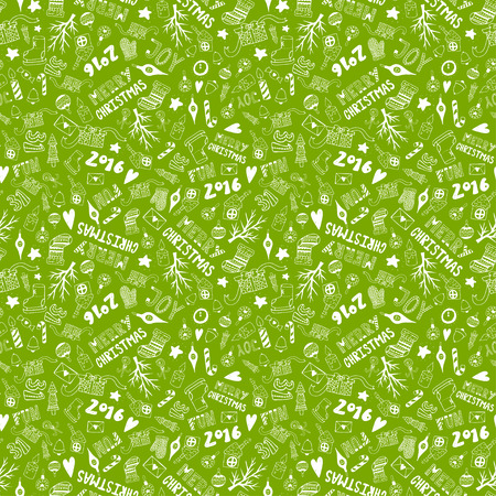 Hand draw doodle seamless pattern. Unique vector new year pattern for your scrapbooking projects.  Pattern for fabric, wallpaper, gift wrapping.のイラスト素材