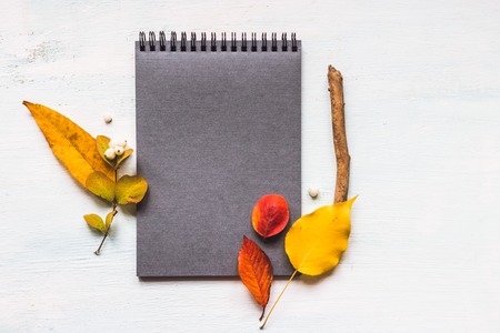 Identity and craft mockup set with retro filter effect. Cute vintage mock up on wooden background. Autumn styled mock-up.の写真素材