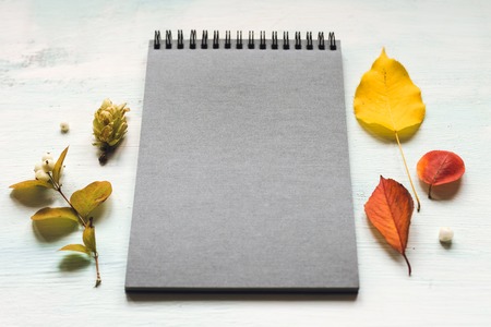 Identity and craft mockup set with retro filter effect. Cute vintage mock up on wooden background. Autumn styled mock-up.の写真素材