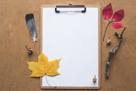 Identity and craft mockup set with retro filter effect. Cute vintage mock up on wooden background. Autumn styled mock-up.の写真素材