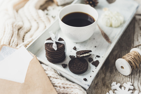 Stylish brending mockup to display your artworks. Cute vintage christmas new year gifts mock up on...