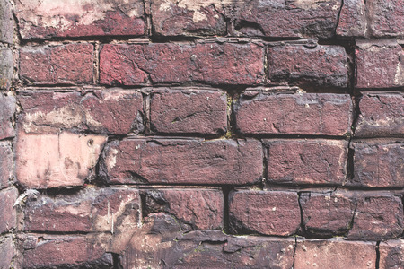 Old grungy vintage weathered background texture. Retro stained painted aged brick wall.