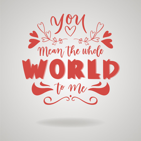 Cute Valentine's day lettering composition. Hand drawn illustration with clipart. Lovely and simple design.のイラスト素材