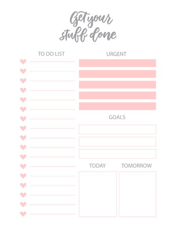 Daily and weekly planner. Simple feminine to do list. Cute loose sheets for your organaizer. のイラスト素材
