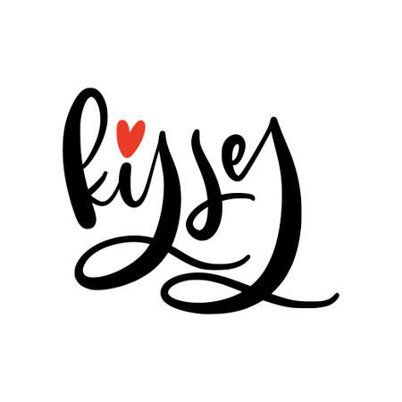 Cute Valentines day lettering composition. Hand drawn illustration.のイラスト素材