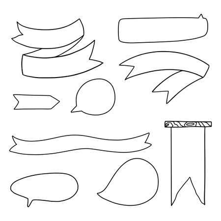 Cute vector speach bubbles set. Space for text.のイラスト素材