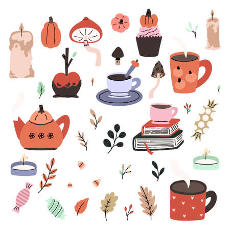 Adorable collection of handdrawn halloween illustrations. and clip-artのイラスト素材