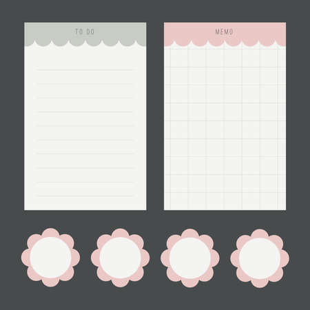 An adorable collection of memo pad design with flower stickers designs.のイラスト素材